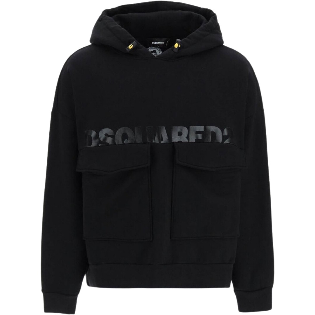 Dsquared2 Printed Logo Large Pockets Black Hoodie 76590₽