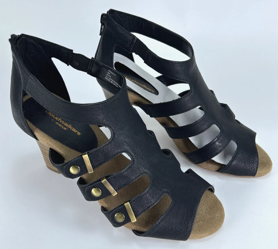 Cloudwalkers by Avenue Parker Sandal's Cut Out Strap Heels Women's Size 9W - Image 2 of 4
