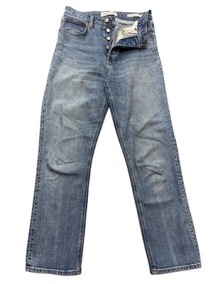 Denim Forum The Arlo High Rise Straight Jeans Womens 27 Blue 28L Button Fly