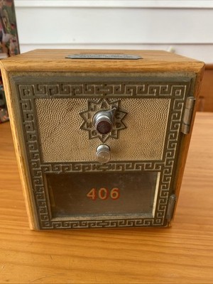 Antique US Post Office Combination Lock Box Coin Bank, Circa 1960s. e2