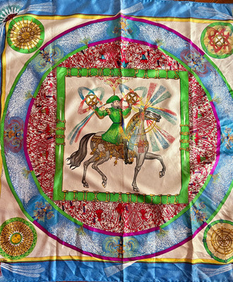 HERMES Vintage Scarf 1837-1987 Feux D'Artifice Multicolor Silk 34