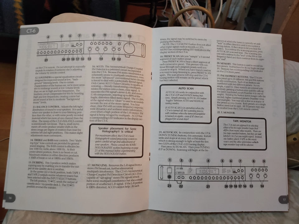 Carver CT-6 Preamplifier OWNERS MANUAL IN ENGLISH - Bild 2 von 3