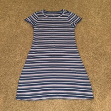 American Eagle Size Medium Periwinkle Blue and White Striped T-Shirt Dress Y2K