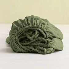 Simple&Opulence 100% Linen Fitted Sheet Full(1 Piece), 14 Inch Deep Pocket Ma...