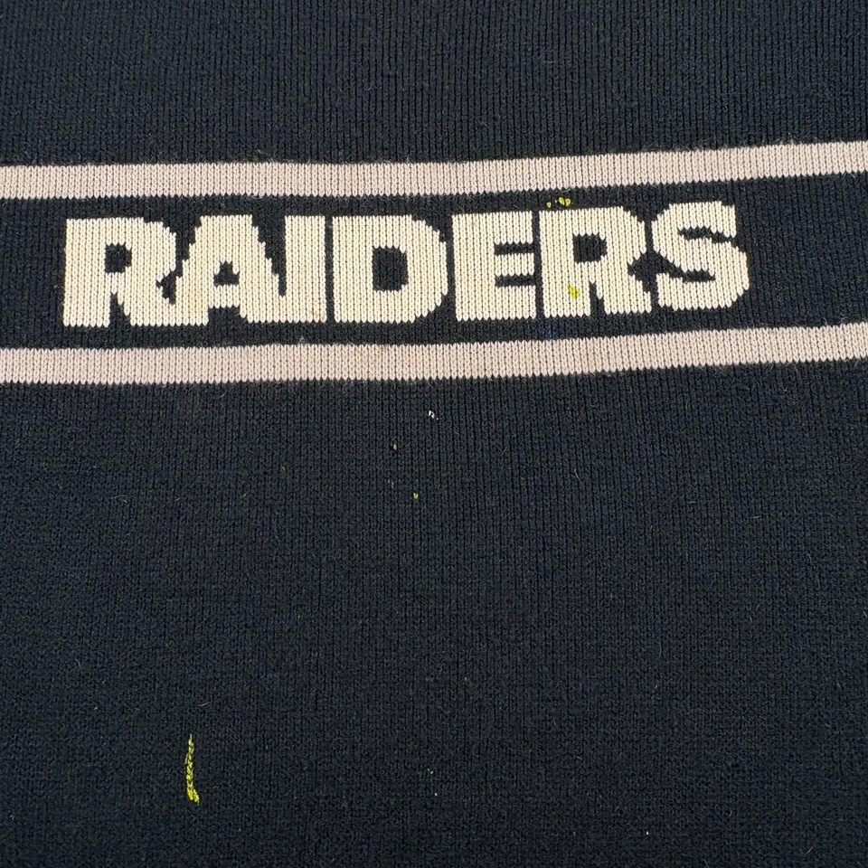 Vintage Las Vegas Raiders Sweater Adult XL Black Cliff Engle Football NFL w/Flaw - Image 3 of 4