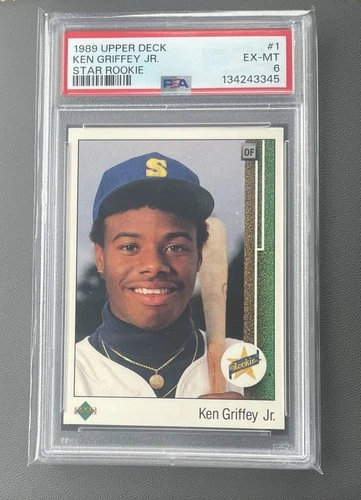 1989 UPPER DECK STAR ROOKIE #1 KEN GRIFFEY JR. ROOKIE RC PSA 6 EX-MT FRESH GRADE