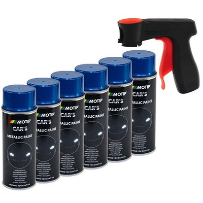 Lackspray blau metallic 6 x 400ml Spraydose Sprühlack Motip 706837 Pistolengriff