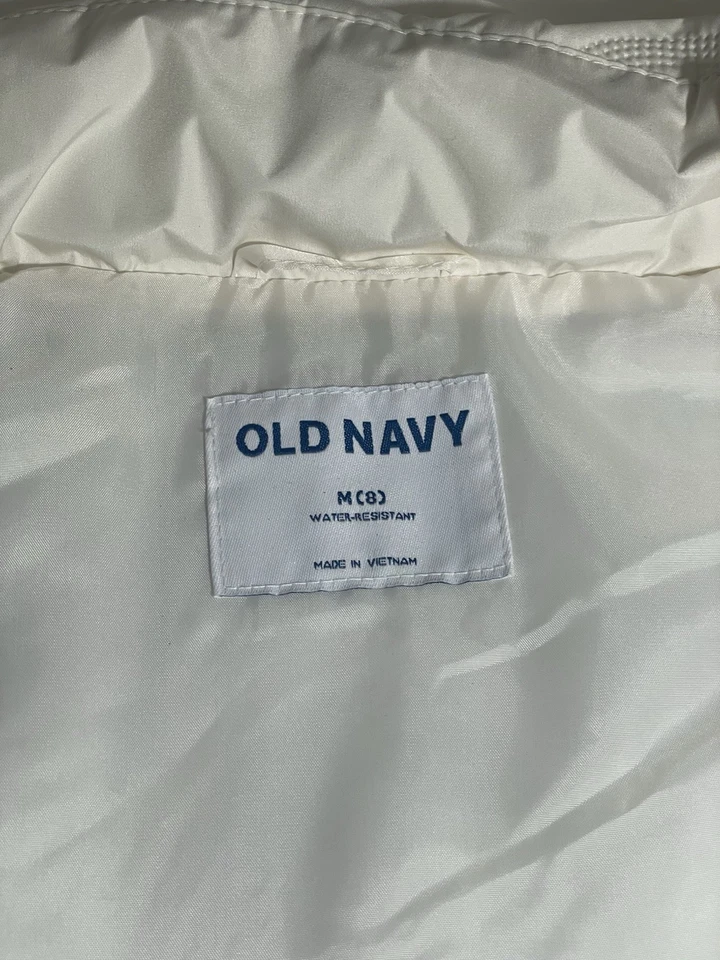 Old Navy Girls Hooded Quilted Puffer Vest White M (8) Water Resistant NWT - Image 2 of 4