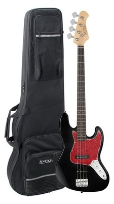 Rocktile Jazz E-Bass Bass Deluxe 2 Single Coil 4-Saiter Set Koffer Pro schwarz