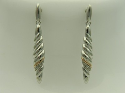 Welsh Clogau Silver & 9ct Rose Gold Lovers Twist Topaz Drop Earrings RRP £159.00