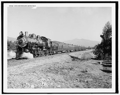 Deluxe overland limited train,railroads,tracks,Detroit Publishing Company,1910