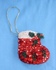 4 Vintage Puffy Sequin & Bead Christmas ornaments Tree Stocking & Stars — photo 5