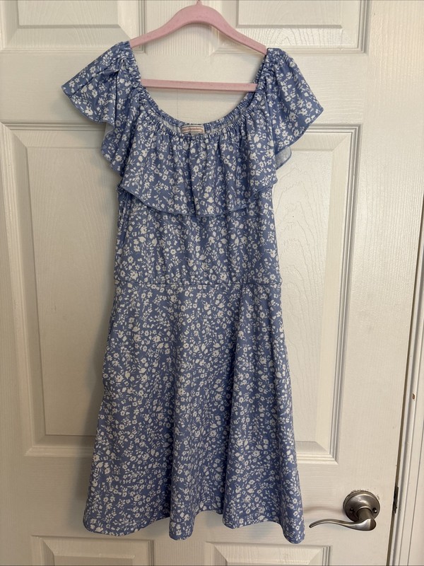 Social Academy Girls Sz 12 Blue Floral Skater Dress w/pockets