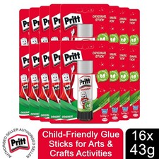 Pritt Child-Friendly Glue Sticks for Arts & Crafts Activities 43g, 16 Sticks