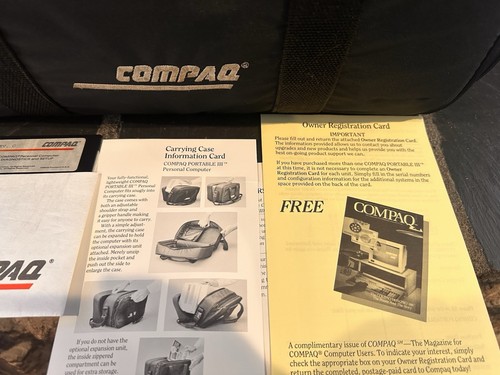 RARE compaq Portable III Computer Model 2660 Bag, Papers , Disks. Tested Works. - Picture 5 of 19