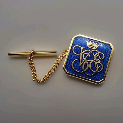 Venice Simplon Tie Pin Orient Express Tack Gold Tone Chain Blue Rare Train VSOE