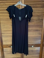 NWT Little Black Dress-Cap Sleeves-Silver Metal Accents-VERTIGO, Paris -Size L