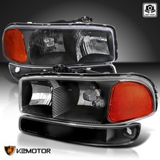 Fits 1999-2006 Gmc Sierra Yukon Black Headlightsbumper Signal Lamps Leftright