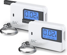 White Go Keychain Breathalyzer Compact Portable BAC Alcohol Testing Tester 2PK
