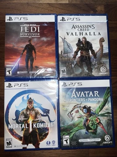 New Sealed- Sony PS5 Lot Of 4 Games - Star Wars, Avatar, Mortal Combat 1, ACreed
