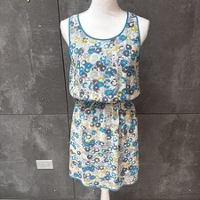 Pins And Needles Anthropologie Sleeveless blue gray Floral Dress Size M 