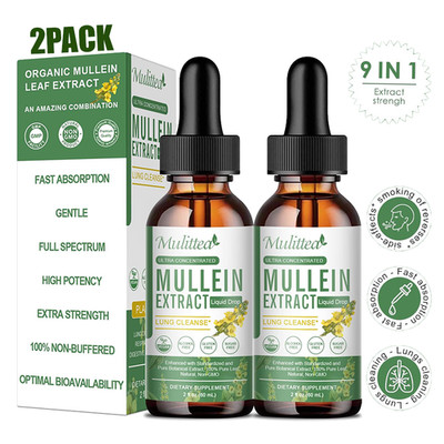 2x Mullein Drops for Lungs & Lymphatic Drainage - Lung Cleanse & Detox