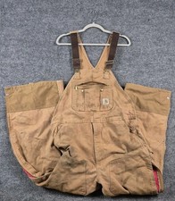 Carhartt Bib Overalls Mens 40x32 Brown Duck Insulated Lined R41 BRN Workwear