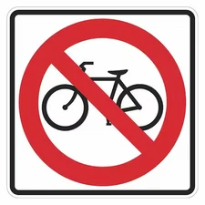 Lyle T1-1235-Hi_18X18 No Bicycles Traffic Sign, 18 In Height, 18 In Width,