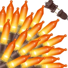 LAMPHOME Super-Bright Extendable Orange 100 Count, Orange-Brown Wire 