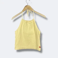 Y2K American Eagle Outfitters Halter Crop Top Womens M Yellow Minimalist Beachy