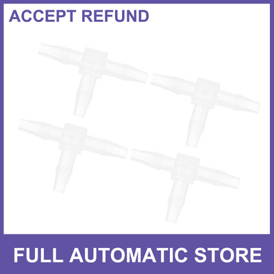 Plastic Hose Barb Fitting 5/32'' T 3 Way Splicer Joint Aquarium PP Clear 4Pcs
