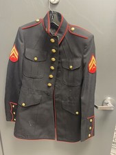 DSCP USMC Mens Poly/Wool Corporal Dress Blues Coat Military Jacket Sz 39R