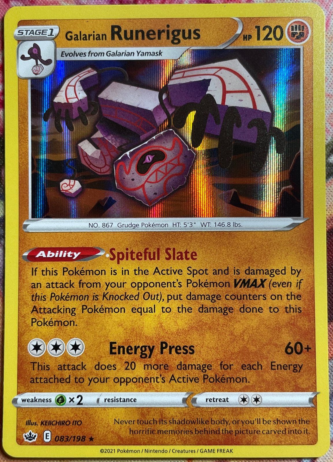 Galarian Runerigus Holo Rare - 083/198 - Chilling Reign Pokemon 2021