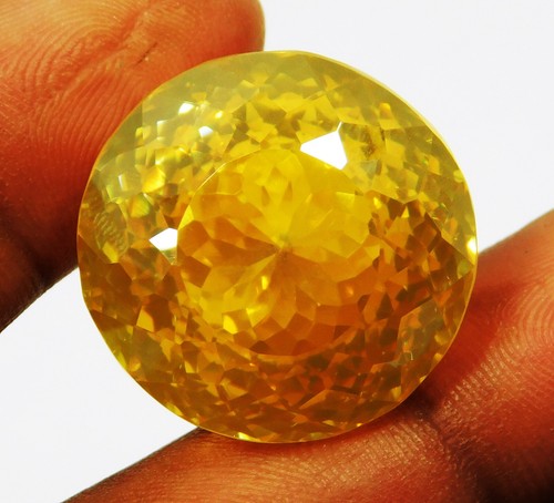 Natural 119.10 Ct Cambodian Yellow Zircon Round Cut Loose Gemstone " CERTIFIED " - Picture 6 of 7