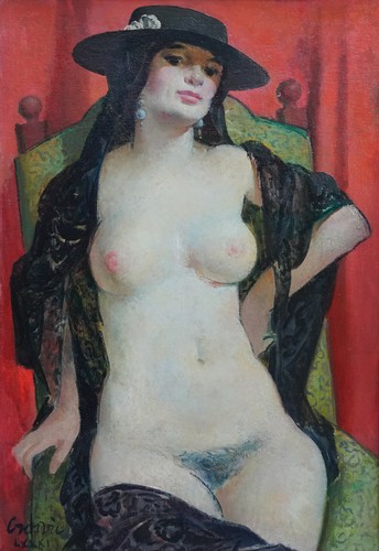 WILLIAM CROSBIE RSA SCOTTISH ART SPANISH FEMALE NUDE PORTRAIT OIL PAINTING - Picture 2 of 12