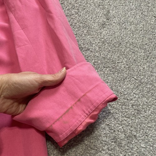 Liz Claiborne Woman Petite 14P Long Pink Silk Linen Jacket Open Front Lined * - Picture 15 of 16
