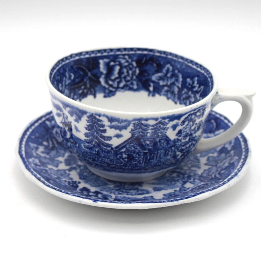 Arabia Finnland Tasse + Untertasse Landschaft blau Maisema Dsgn Reinhard Richter