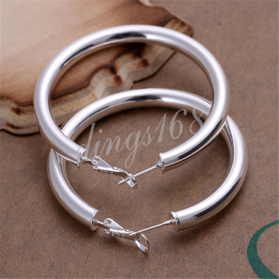 Women's 925 Sterling Silver TARNISH-FREE Classic Round Tubular Hoop Earrings H6