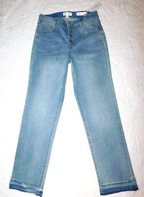 POP SUGAR  Sz 8   SKINNY HIGH RISE Exposed Button Fly Light Wash Jeans NWT #CT43