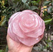 100% Natural Large Rose Quartz Crystal Flower Hand-Carved In Jaipur, India 7
