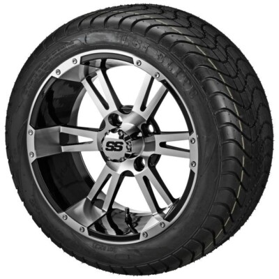 (4) 215/40-12 LSI Elite Low Profile Tires on 12x7 Black/Machined Raptor Wheels