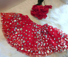Toddler Tutu Skirt Red with Silver Stars 18m 4th of July
