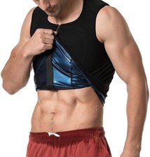 Men Waist Trainer Zipper Sweat Sauna Vest Weight Loss Body Shaper Tank Top Shirt