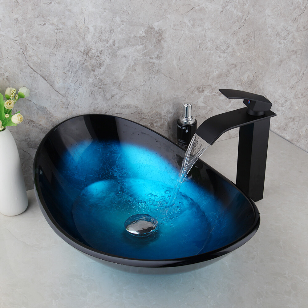 FA Bathroom Tempered Glass Vessel Sinks Basin Bowl