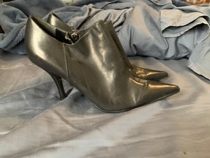 Nine West corto Botín Negro Cuero Cremallera Mujeres Talla 9 Worm una vez |  eBay