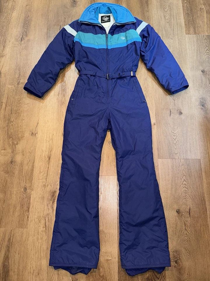 De Colección Años 70 80 Roffe Traje de Esquí Una Pieza Traje de Nieve Babero de Nieve Retro Mod Apres Mujer 10 Foto 2 de 4