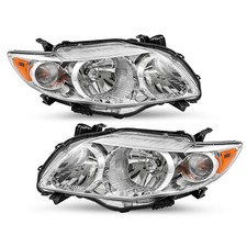 For 2009-2010 Toyota Corolla Chrome Headlights Assembly Headlamps 09-10 Pair