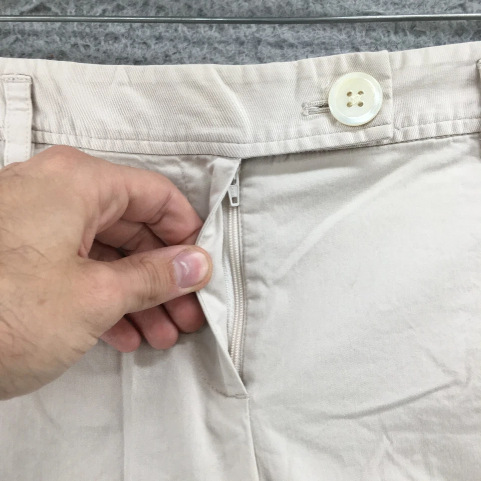 Pantalones de pierna ancha Ann Taylor para mujer 8P (30x21 real) beige mezcla de algodón tiro medio Foto 3 de 4