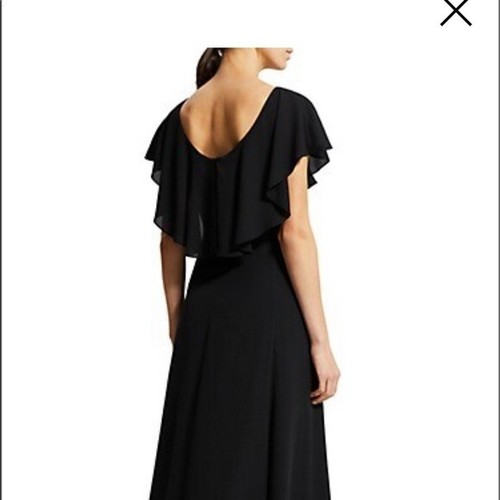 NWT THEORY SCOOP RUFFLE BLACK MIDI DRESS SIZE 2 $375 - Picture 4 of 16