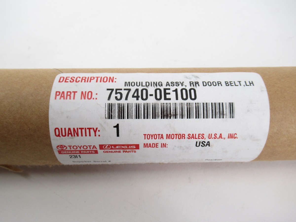Genuine OEM Toyota 75740-0E100 Driver LH Rear Door Belt Molding 20